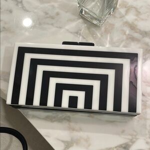 Chic Black and White Geometric Clutch